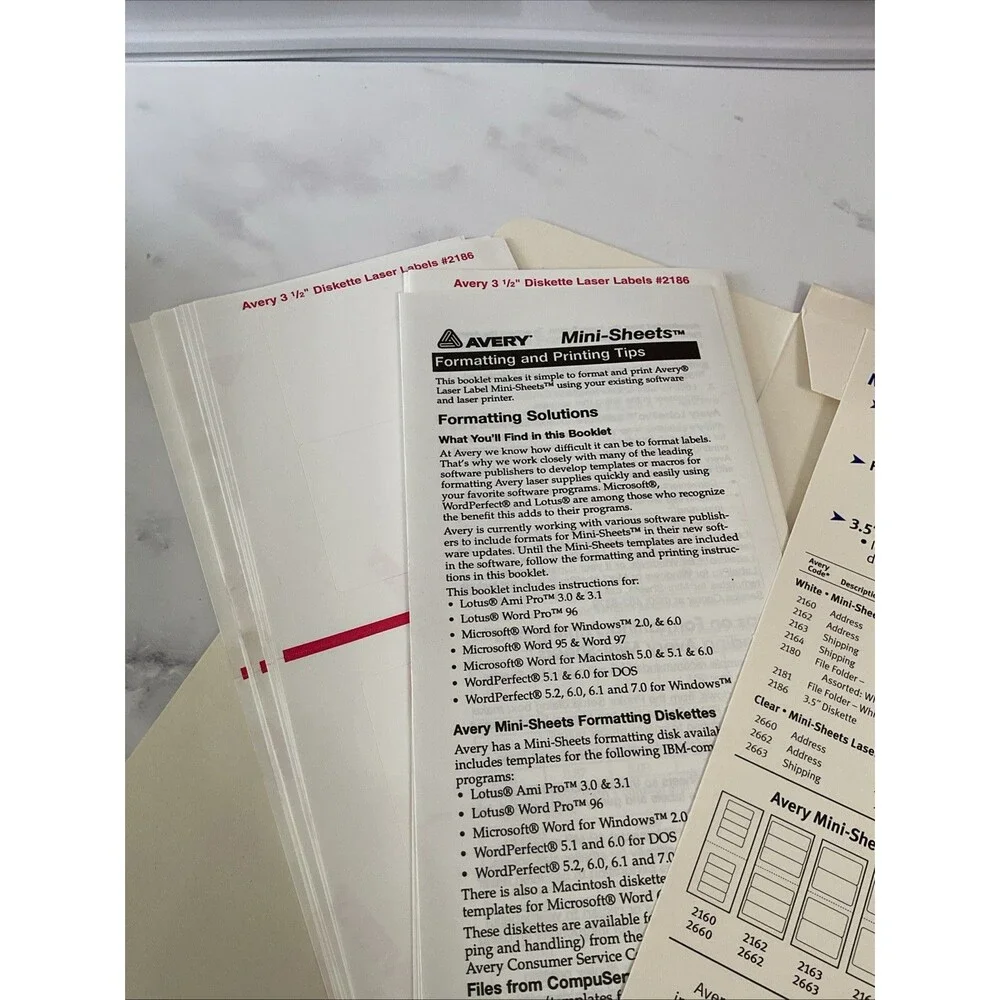 Avery 2186 Mini Sheets White Diskette Labels 25 Sheets,100 Labels